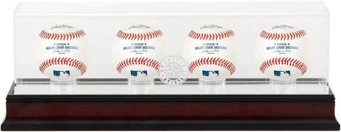Seattle Mariners Mahogany 4-Baseball Display Case
