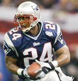 Ty Law Signed New England Patriots White Jersey (Beckett) 3xSuper Bowl Champ /DB