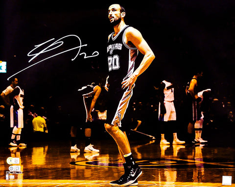 MANU GINOBILI AUTOGRAPHED 16X20 PHOTO SPURS SIGNED IN WHITE BECKETT 211902