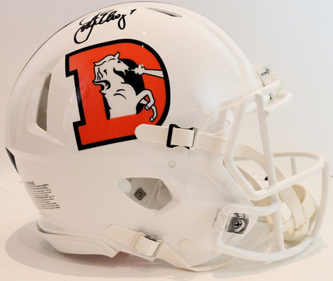 John Elway Broncos White Snowcapped Pro Helmet Beckett COA