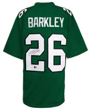 Saquon Barkley (EAGLES) Signed Light Green Custom Football Jersey -(BECKETT COA)