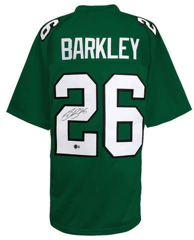 Saquon Barkley (EAGLES) Signed Light Green Custom Football Jersey -(BECKETT COA)