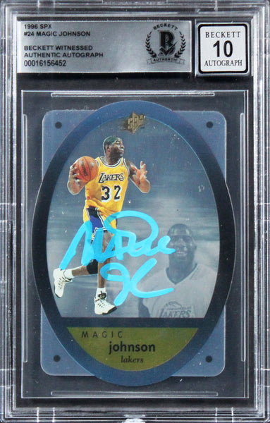 Lakers Magic Johnson Authentic Signed 1996 SPX #24 Card Auto 10! BAS Slabbed 2