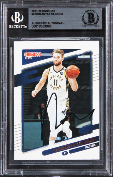 Pacers Domantas Sabonis Authentic Signed 2021 Donruss #9 Card BAS Slabbed