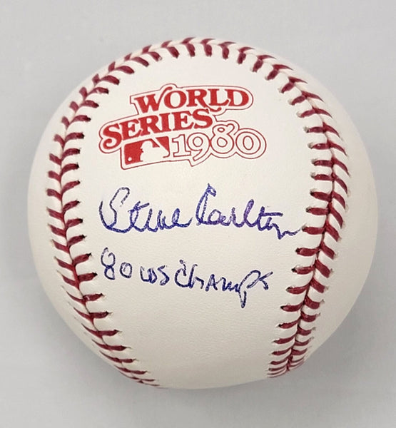 Steve Carlton Signed Phillies 1980 World Series Baseball W/80 WS Champs Beckett
