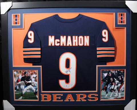 JIM MCMAHON (Bears navy SKYLINE) Signed Autographed Framed Jersey JSA