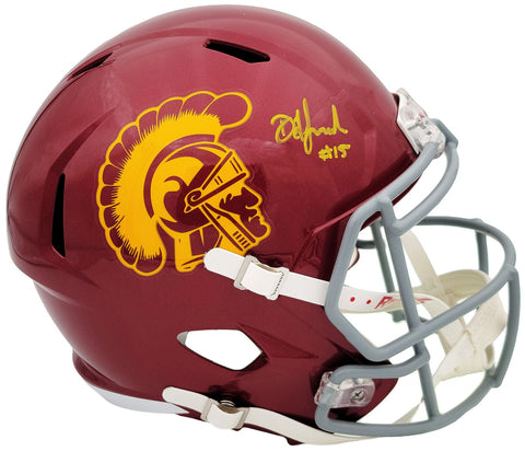 DRAKE LONDON AUTOGRAPHED USC MAROON FULL SIZE SPEED HELMET BECKETT QR 202055