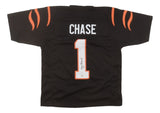 Ja'Marr Chase Cincinnati Signed Black Football Jersey PSA/DNA Hologram