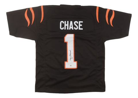 Ja'Marr Chase Cincinnati Signed Black Football Jersey PSA/DNA Hologram