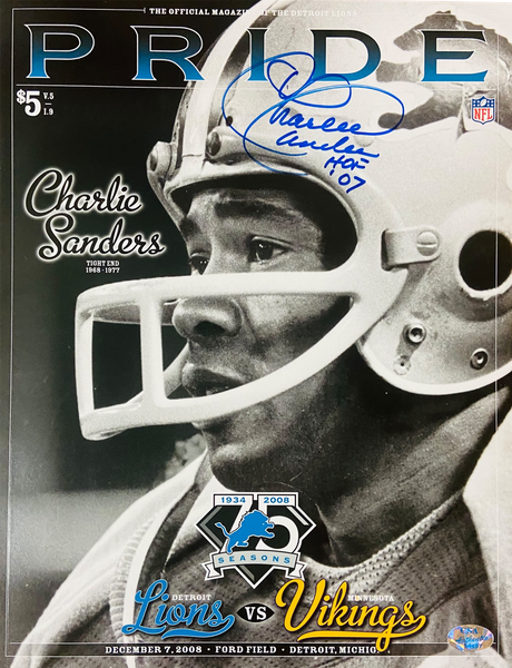 Charlie Sanders Autographed Detroit Lions 2008 Pride Magazine HOF Beckett 38089