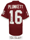 Jim Plunkett Signed Maroon Throwback Custom College Football Jersey - (SCHWAR...
