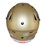 Travis Hunter Autographed Colorado Buffaloes Gold SpeedFlex Helmet Beckett 53372