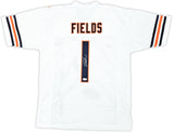 CHICAGO BEARS JUSTIN FIELDS AUTOGRAPHED WHITE JERSEY BECKETT BAS QR 220555