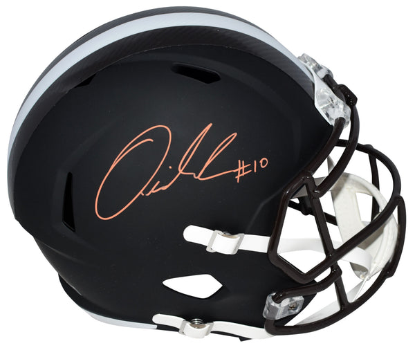 QUINSHON JUDKINS SIGNED CLEVELAND BROWNS FLAT BLACK FULL SIZE SPEED HELMET BAS