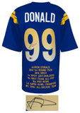 Aaron Donald Signed Blue Custom Embroidered Stat Football Jersey - (BECKETT COA)