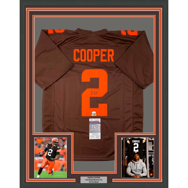 Framed Autographed/Signed Amari Cooper 33x42 Cleveland Brown Jersey JSA COA