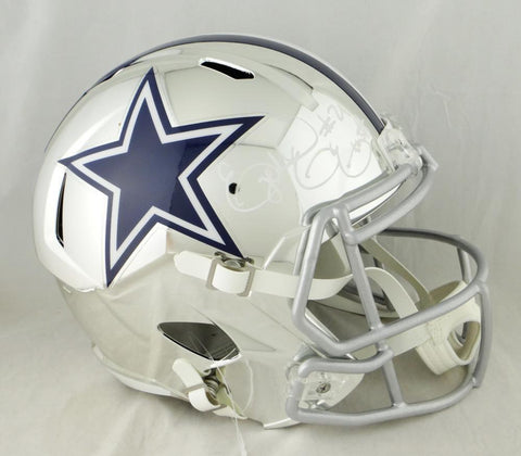 Ezekiel Elliott Autographed Dallas Cowboys F/S Chrome Helmet- Beckett Auth
