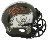Bucs Mike Alstott "A-Train" Signed Salute To Service Speed Mini Helmet BAS