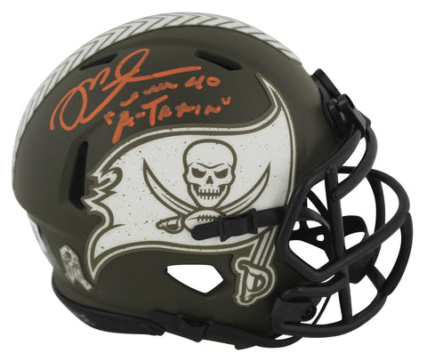 Bucs Mike Alstott "A-Train" Signed Salute To Service Speed Mini Helmet BAS