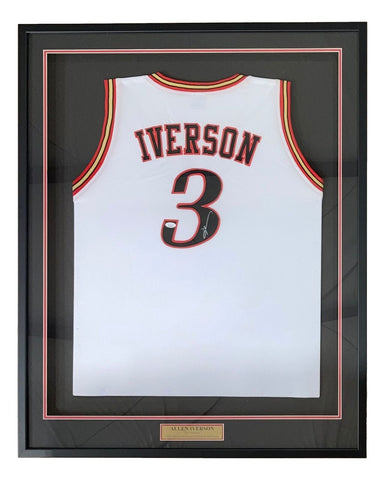 Allen Iverson Signed Framed Custom Red Basketball Jersey PSA ITP