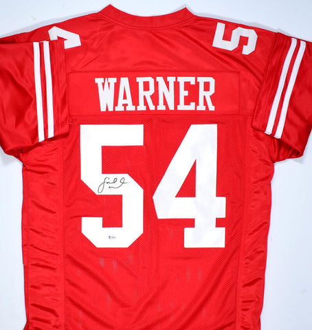 Fred Warner Autographed Red Pro Style Jersey- Beckett *Black *5