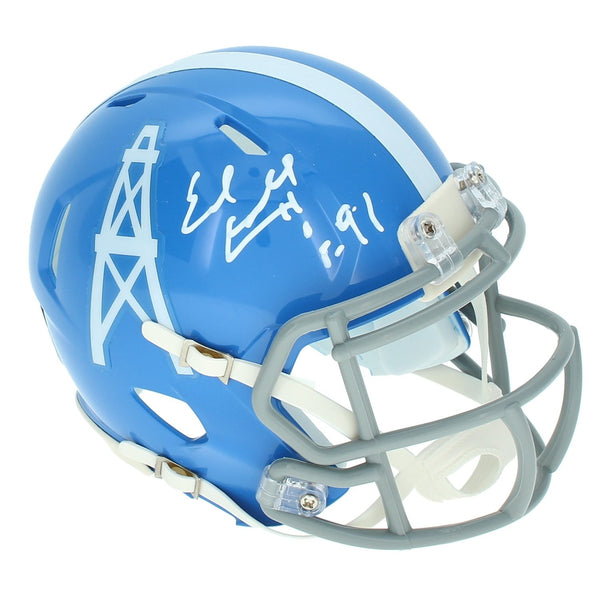 Earl Campbell Autographed "HOF '91" Oilers Throwback Speed Mini Helmet Beckett