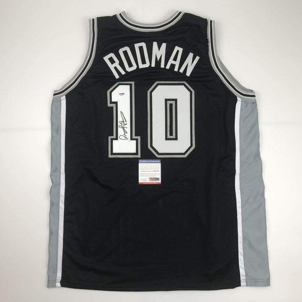 Autographed/Signed DENNIS RODMAN San Antonio Black Basketball Jersey PSA/DNA COA
