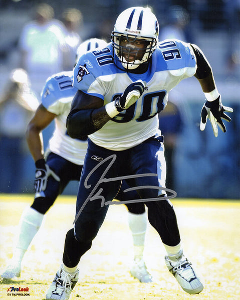 Jevon Kearse Signed Tennessee Titans White Jersey Action 8x10 Photo - (SS COA)