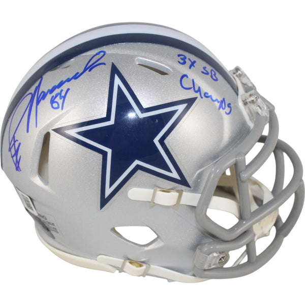 blue jay football helmet Boise State Broncos Metallic Revolution SPEED Mini point chinstrap Jay Novacek Autographed/Signed Dallas Cowboys