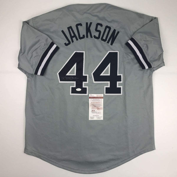 Autographed/Signed REGGIE JACKSON New York Grey Jersey JSA COA Auto