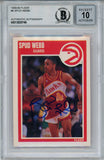 Spud Webb Autographed 1989-90 Fleer #6 Trading Card Beckett 10 Slab 36311