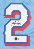 Marcus Semien Texas Signed Light Blue Baseball Jersey BAS