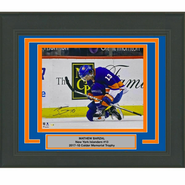 FRAMED Autographed/Signed MATHEW BARZAL NY Islanders 16x20 Photo Fanatics COA