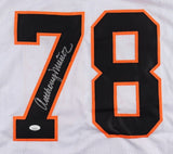 Anthony Munoz Signed Cincinatti Bengals White Jersey (JSA) 2xSuper Bowl O-Tackle