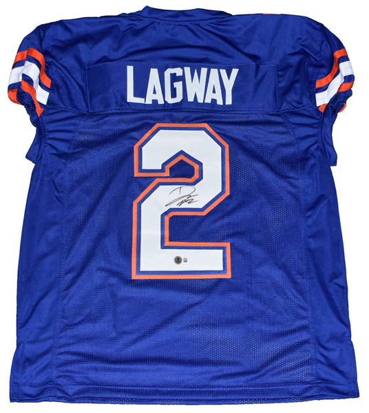 DJ LAGWAY AUTOGRAPHED FLORIDA GATORS #2 BLUE GAME CUT JERSEY BECKETT
