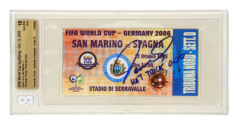 Fernando Torres Signed 2006 World Cup 3 Goals Match Ticket Inscribed - BGS 10