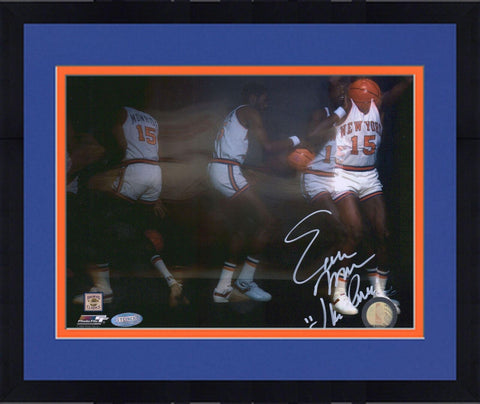 Framed Earl Monroe New York Knicks 8" x 10" Exposure Photo with "The Pearl" Insc