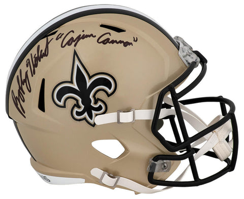 Bobby Hebert Signed Saints Riddell Full Size Rep Helmet w/Cajun Cannon -(SS COA)