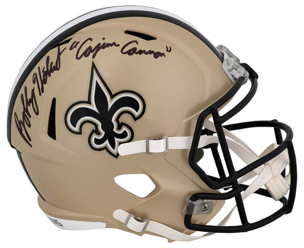 Bobby Hebert Signed Saints Riddell Full Size Rep Helmet w/Cajun Cannon -(SS COA)