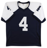 Dak Prescott Signed Dallas Cowboys Throwback Jersey (Beckett) 2016 4 Rnd Pk
