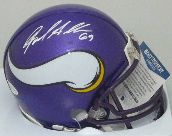 Vikings legend JARED ALLEN Signed Riddell Throwback Mini Helmet AUTO - BCA