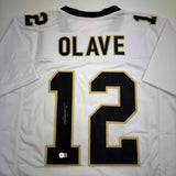 Autographed/Signed Chris Olave New Orleans White Football Jersey Beckett BAS COA