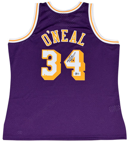 SHAQUILLE O'NEAL SIGNED LOS ANGELES LAKERS PURPLE MITCHELL & NESS JERSEY BECKETT
