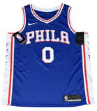 TYRESE MAXEY SIGNED PHILADELPHIA 76ERS #0 BLUE NIKE SWINGMAN JERSEY W/ MAD MAX