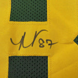 Framed Autographed/Signed Romeo Doubs 33x42 Color Rush Green Jersey JSA COA