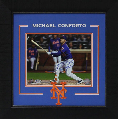 Michael Conforto Signed New York Mets 8x10 Custom Framed Photo Display (Beckett)