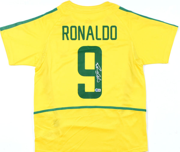 Ronaldo Nazario Signed Brazil FC Home Yellow Soccer Jersey #9 - Beckett Hologram