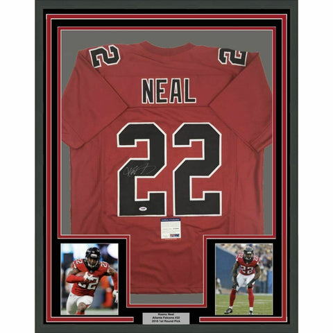 FRAMED Autographed/Signed KEANU NEAL 33x42 Atlanta Color Rush Jersey PSA/DNA COA