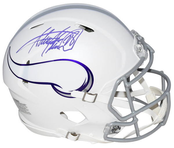 ADRIAN PETERSON SIGNED MINNESOTA VIKINGS WHITE AUTHENTIC SPEED HELMET BECKETT