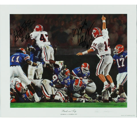 Mike Bobo/Robert Edwards Signed Georgia Bulldog Unframed Noah Stokes Print- Blk